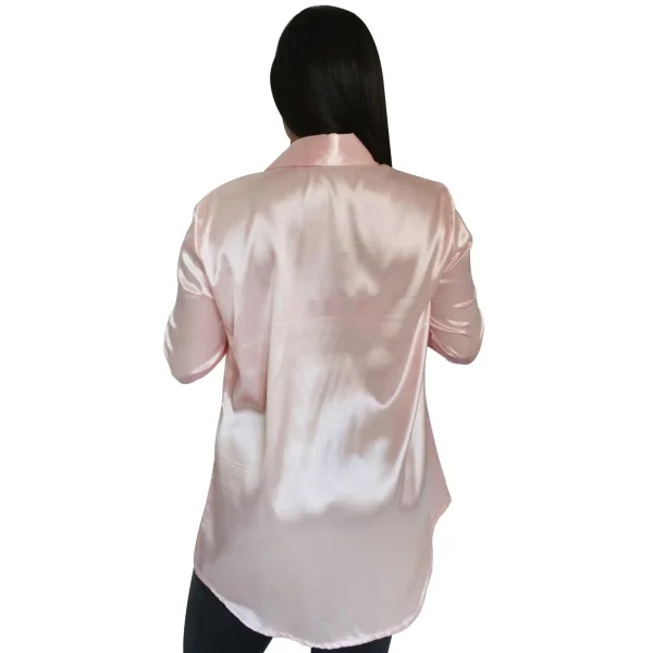 Camisa en satín corte amplio para mujer,color rosado. - Imagen 2