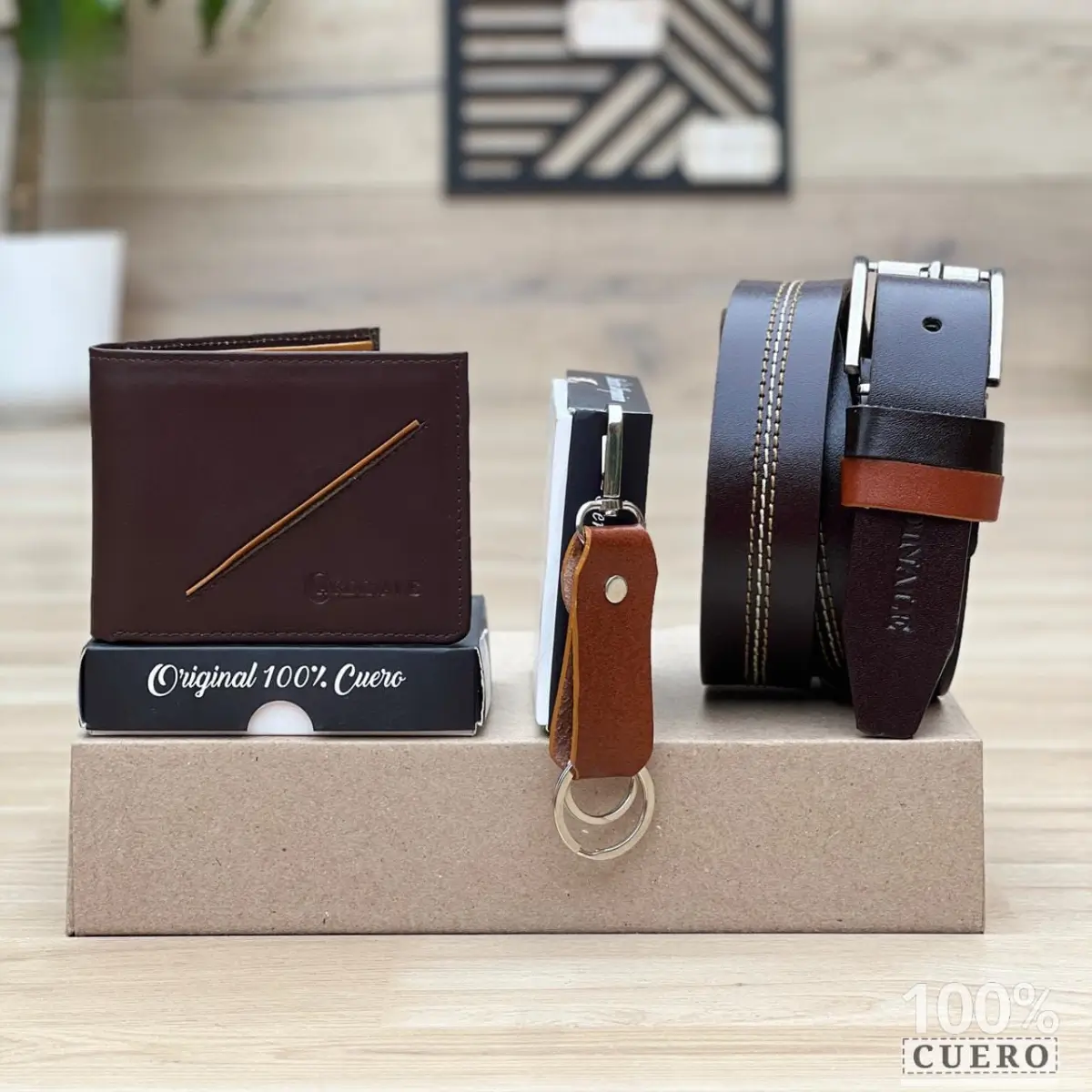 Set de cuero billetera correa llavero | hecho en colombia - Imagen 2