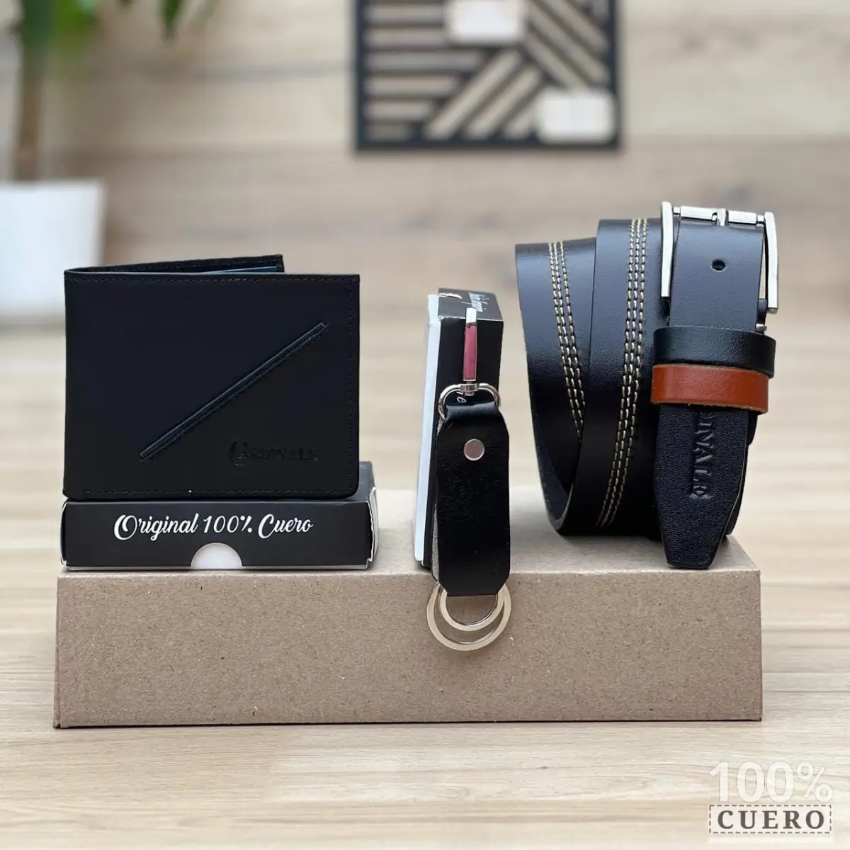Set de cuero billetera correa llavero | hecho en colombia