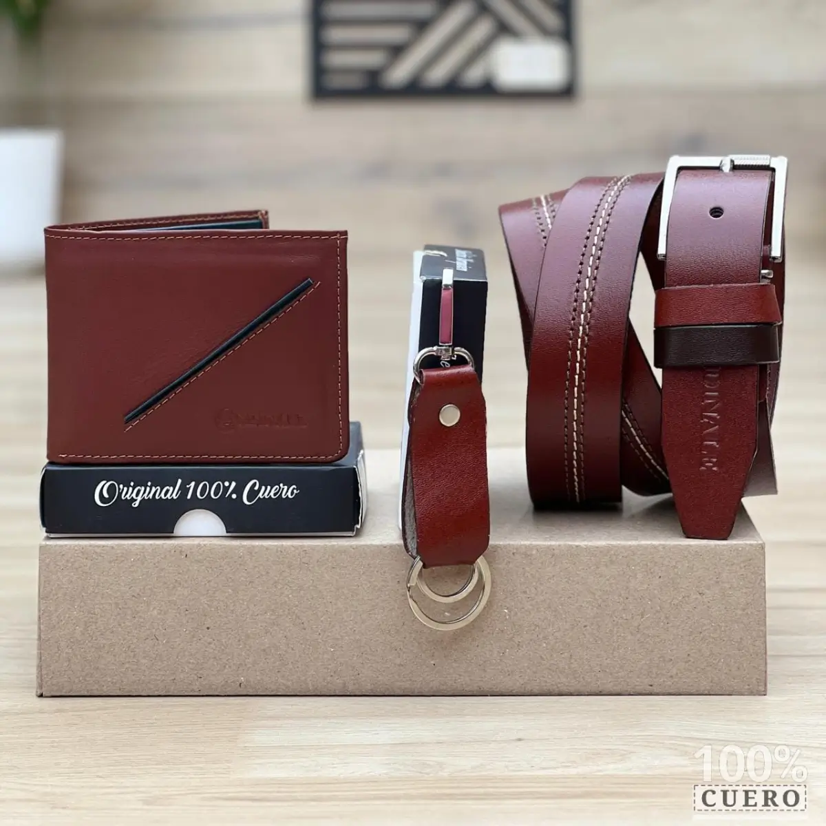 Set de cuero billetera correa llavero | hecho en colombia - Imagen 3