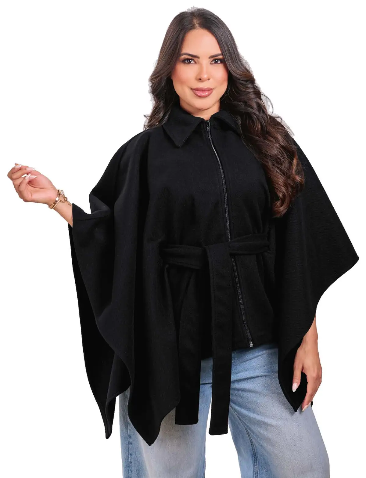 Abrigo Capa Paño Mujer Correa | Talla Única