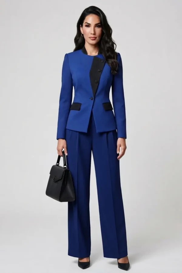 set sastre blazer pantalon mujer azul rey en tela noches de viena confeccionado en Colombia