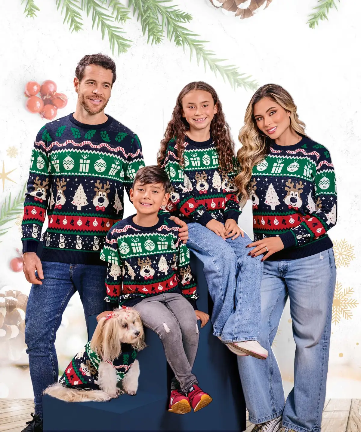 buzo navideño tejido familia en hilo acrilico suave hecho en Colombia en tumodacreativa.com