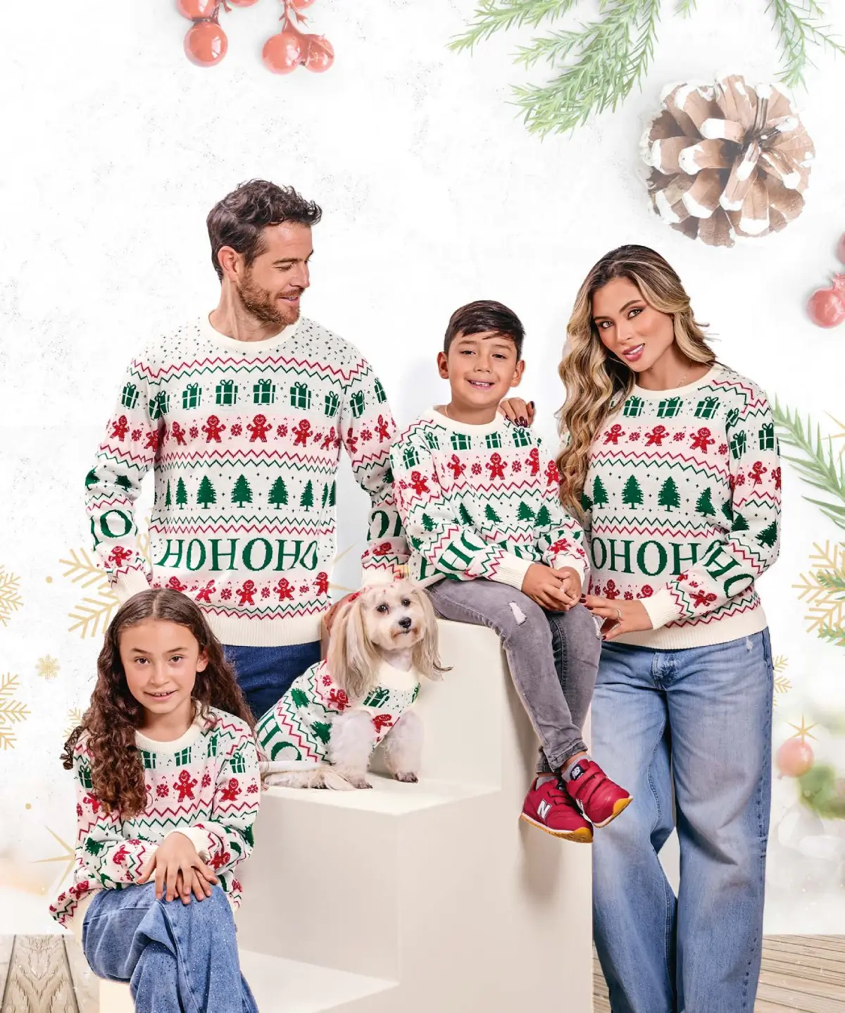 buzo navideño tejido familia en hilo acrilico suave hecho en Colombia en tumodacreativa.com