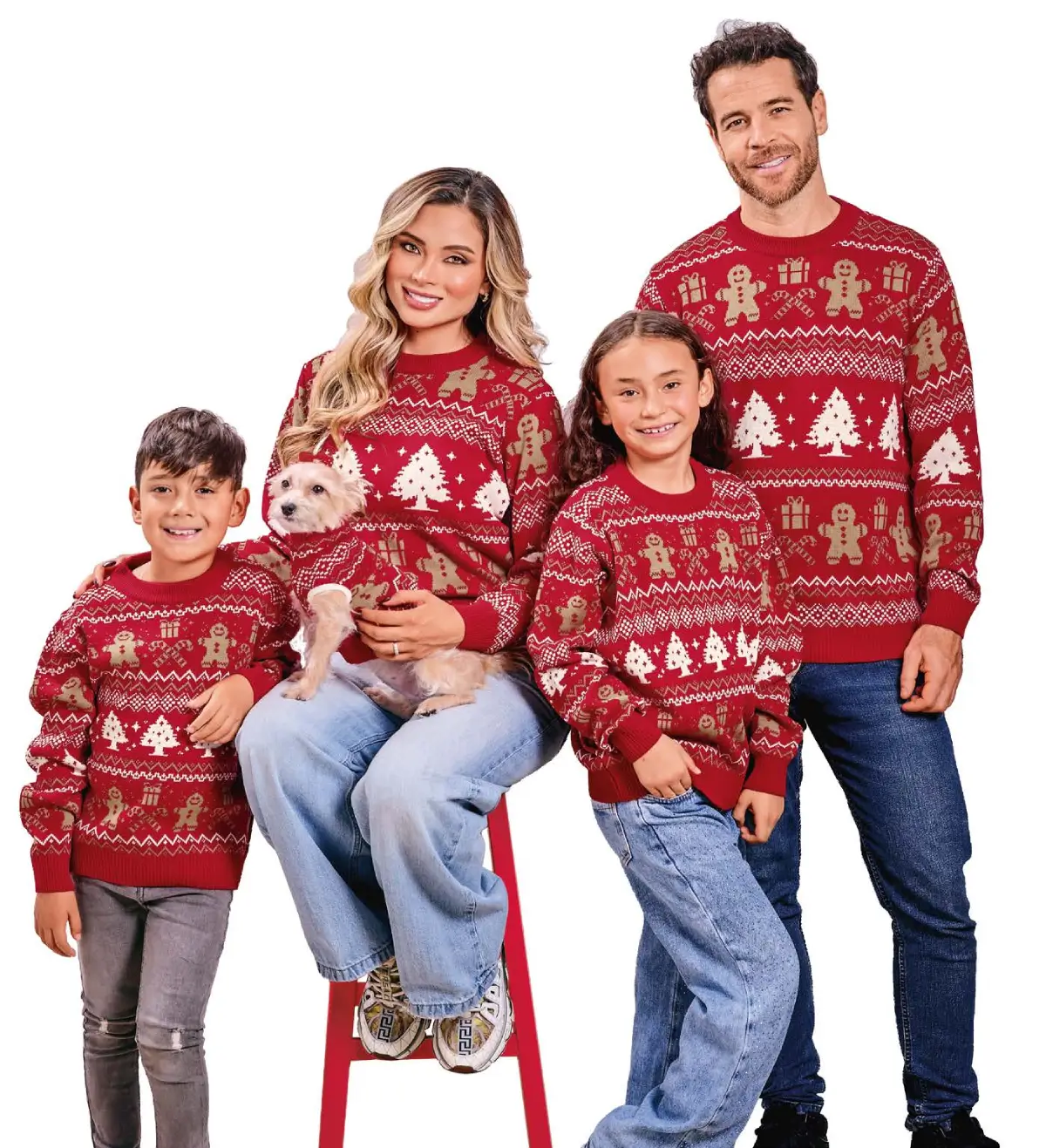 buzo navideño tejido familia en hilo acrilico suave hecho en Colombia en tumodacreativa.com